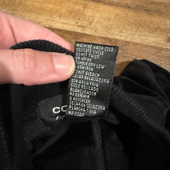 Contact VTG Black Velour Bomber Jacket Zip-Up Minimalist Buttons Pockets READ - Picture 6 of 9